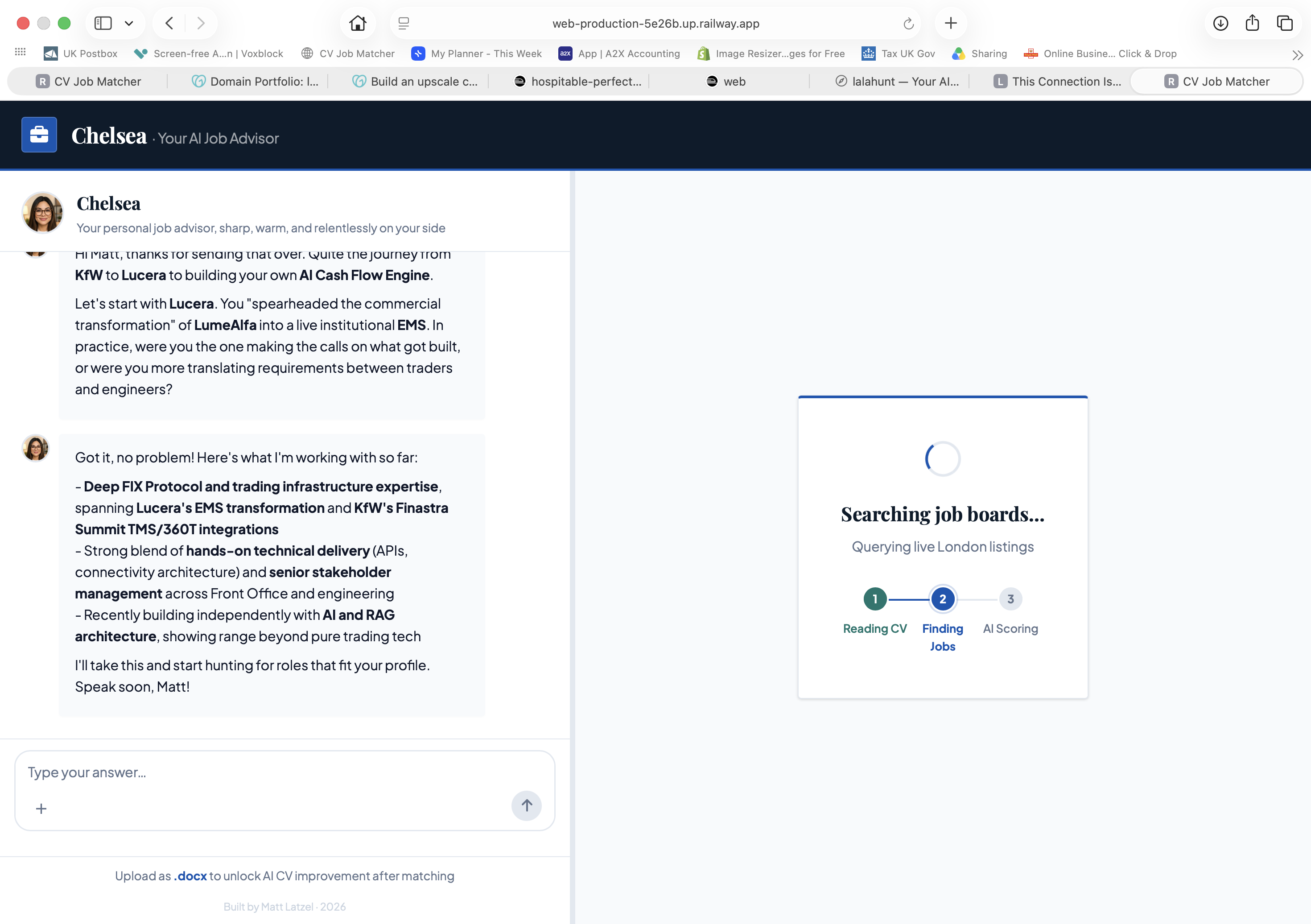Chelsea searches job boards in real time